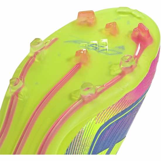 Adidas F50 Elite Laceless Firm Ground Boots Childrens Синьо/Лимон/Розово Детски футболни бутонки