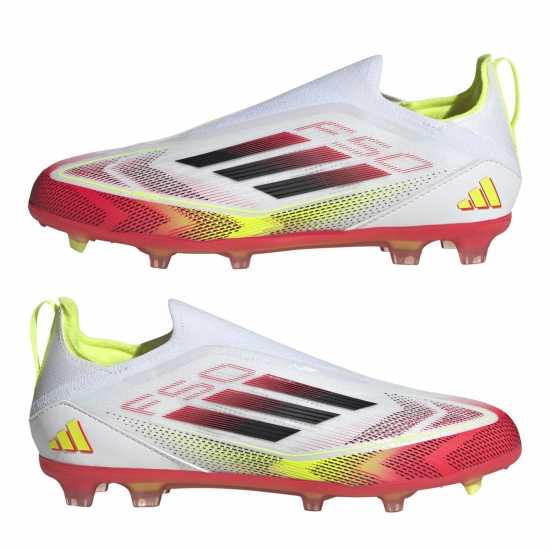 Adidas F50 Elite Laceless Firm Ground Boots Childrens Бял/Черен/Жълт Детски футболни бутонки