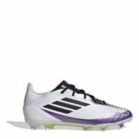 Adidas F50 Elite Childrens Firm Ground Football Boots Бяло/Лилаво Детски футболни бутонки