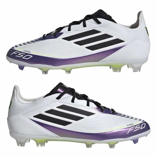 Adidas F50 Elite Childrens Firm Ground Football Boots Бяло/Лилаво Детски футболни бутонки