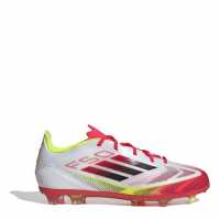 Adidas F50 Elite Childrens Firm Ground Football Boots Бяло/Червено Детски футболни бутонки