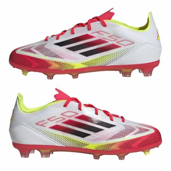 Adidas F50 Elite Childrens Firm Ground Football Boots Бяло/Червено Детски футболни бутонки