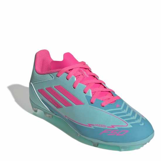 Adidas F50 League Childrens Firm Ground Football Boots Синьо/Розово Детски футболни бутонки