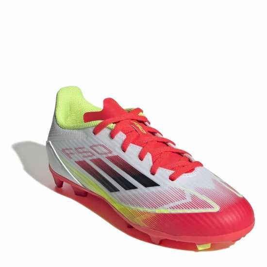 Adidas F50 Academy Childrens Firm Ground Football Boots Бяло/Червено Детски футболни бутонки