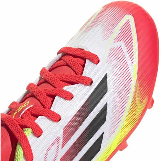 Adidas F50 Academy Childrens Firm Ground Football Boots Бяло/Червено Детски футболни бутонки