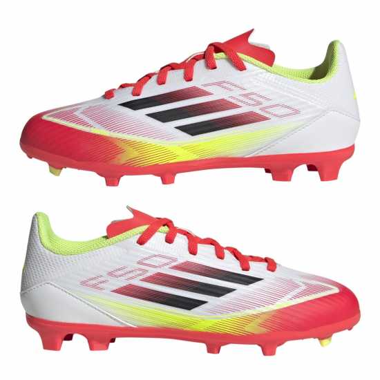 Adidas F50 Academy Childrens Firm Ground Football Boots Бяло/Червено Детски футболни бутонки