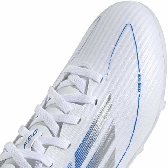 Adidas F50 Academy Childrens Firm Ground Football Boots Бяло/сребро 