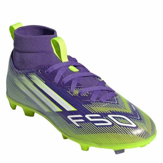 Adidas F50 League Childrens Multi-Ground Football Boots Purple/White Детски футболни бутонки