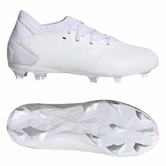Adidas Predator Accuracy.3 Childrens Firm Ground Football Boots White/White - Футболни стоножки