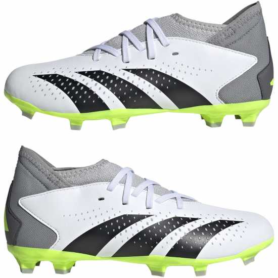 Adidas Predator Accuracy.3 Childrens Firm Ground Football Boots Wht/Blk/Lemon Детски футболни бутонки