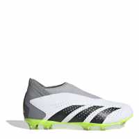 Adidas Predator Accuracy .3 Junior Firm Ground Football Boots Wht/Blk/Lemon Детски футболни бутонки