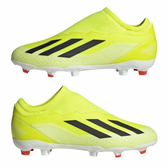 Adidas X Crazyfast League Laceless Firm Ground Boots Childrens Yellow/Blk/Wht Детски футболни бутонки