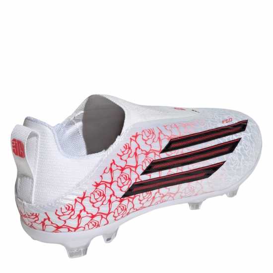 Adidas F50 Childrens League Laceless Multi-Ground Boots White/Blk/Red 