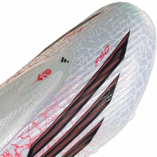 Adidas F50 Childrens League Laceless Multi-Ground Boots White/Blk/Red 