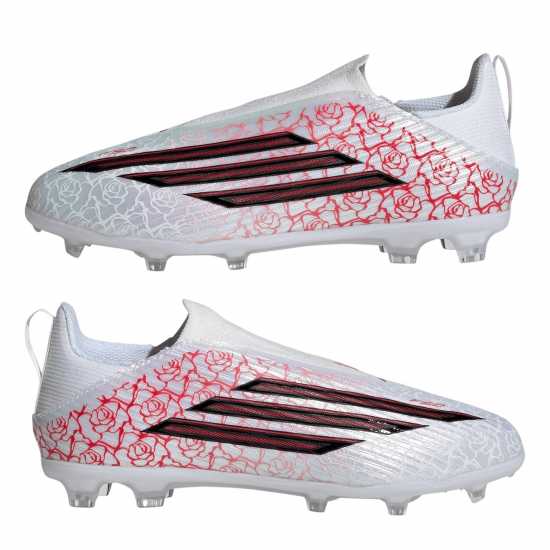 Adidas F50 Childrens League Laceless Multi-Ground Boots White/Blk/Red 