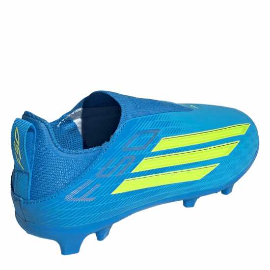 Adidas F50 Childrens League Laceless Multi-Ground Boots Blue/Yellow 