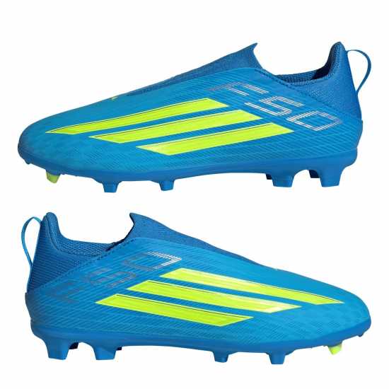 Adidas F50 Childrens League Laceless Multi-Ground Boots Blue/Yellow 