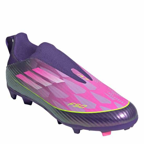 Adidas F50 Juniors League Laceless Multi-Ground Boots Лилаво/Жълто 