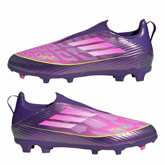 Adidas F50 Juniors League Laceless Multi-Ground Boots Лилаво/Жълто 