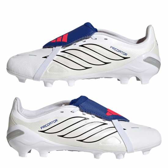 Adidas Predator Fold-Over Tongue League Firm Ground Football Boots Childrens White/Blue 