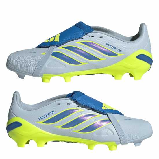 Adidas Predator Fold-Over Tongue League Firm Ground Football Boots Childrens Blue/Yellow 