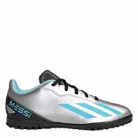 Adidas X Crazyfast Club Childrens Astro Turf Football Boots Silver/Blue/Blk Футболни стоножки