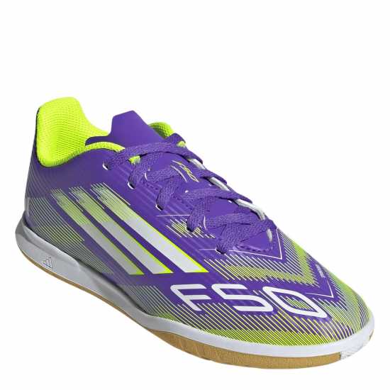 Детски футболни бутонки Adidas F50 Club Childrens Indoor Football Boots Purple/White Adidas F50 Club Childrens Indoor Football Boots Purple/White Детски футболни бутонки