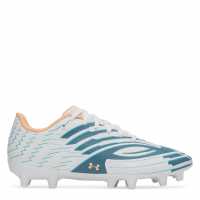Under Armour Kids' Firm Ground Football Boots Wht/Blu/Orange 