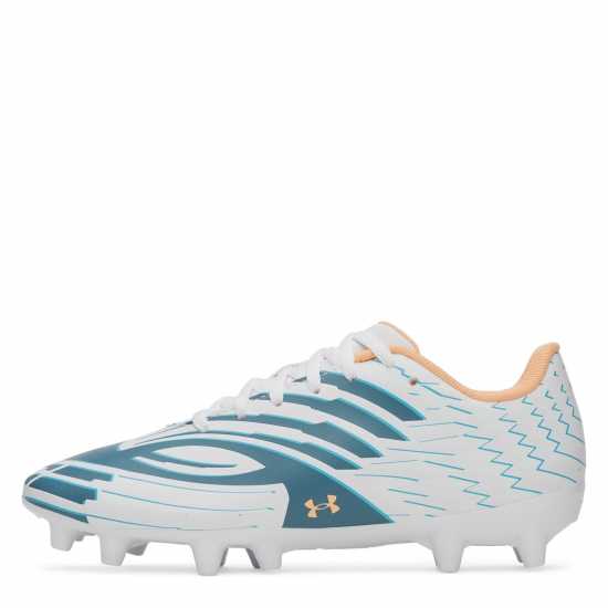 Under Armour Kids' Firm Ground Football Boots Wht/Blu/Orange 