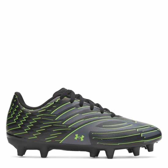 Under Armour Kids' Firm Ground Football Boots Blk/Gray/Green 