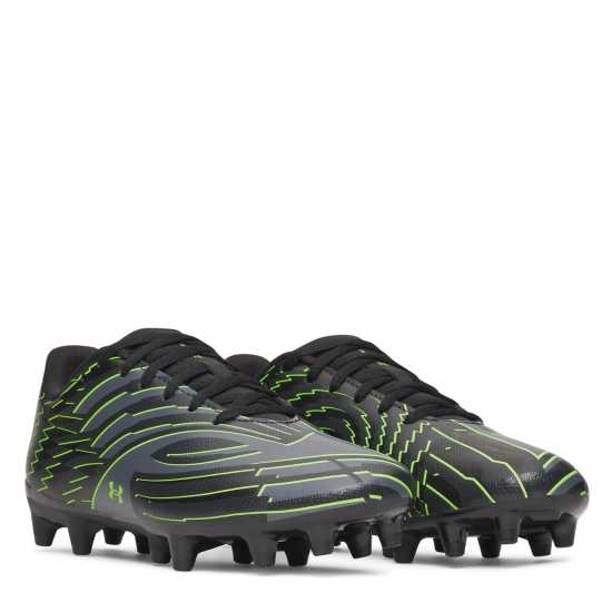 Under Armour Kids' Firm Ground Football Boots Blk/Gray/Green 