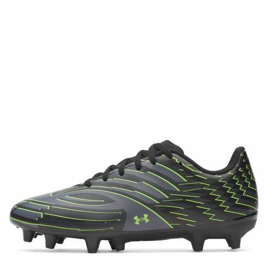 Under Armour Kids' Firm Ground Football Boots Blk/Gray/Green 