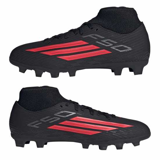 Adidas Kids' F50 Club Mid Cut F50 Firm Ground Football Boots Black/Red 