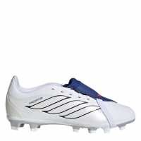 Adidas Childrens  Predator Fold-Over Tongue Club Firm Ground Football Boots White/Blue 