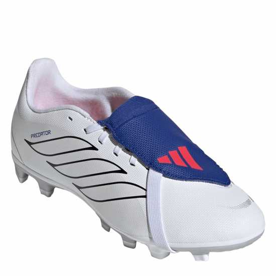 Adidas Childrens  Predator Fold-Over Tongue Club Firm Ground Football Boots White/Blue 