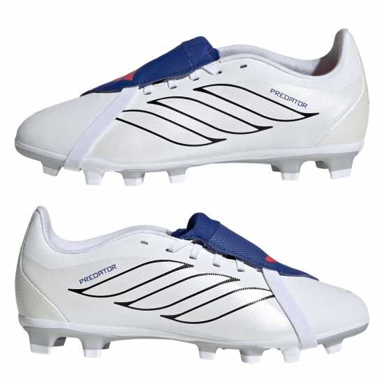 Adidas Childrens  Predator Fold-Over Tongue Club Firm Ground Football Boots White/Blue 