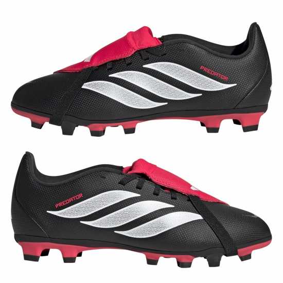 Adidas Childrens  Predator Fold-Over Tongue Club Firm Ground Football Boots Black/Red 