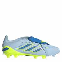 Adidas Kids' Predator Elite Firm Ground Fold Over Tongue Football Boots Blue/Yellow 