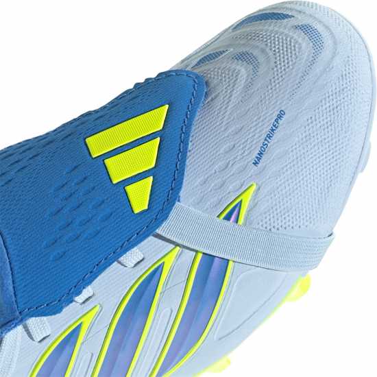 Adidas Kids' Predator Elite Firm Ground Fold Over Tongue Football Boots Blue/Yellow 