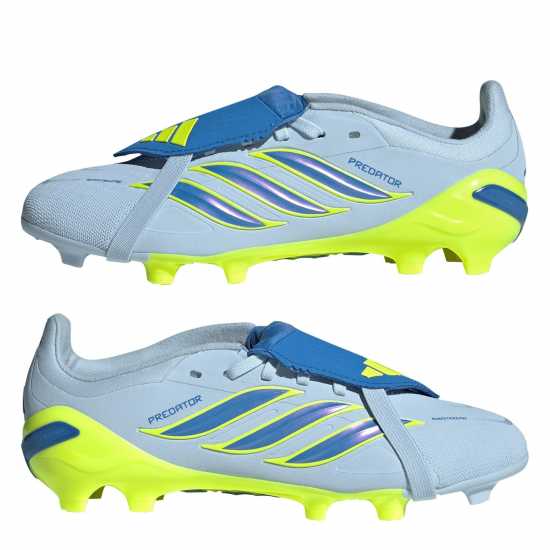 Adidas Kids' Predator Elite Firm Ground Fold Over Tongue Football Boots Blue/Yellow 