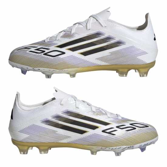 Детски футболни бутонки Adidas F50 Elite Childrens Firm Ground Football Boots Бяло/Черно/Злато Adidas F50 Elite Childrens Firm Ground Football Boots Бяло/Черно/Злато Детски футболни бутонки