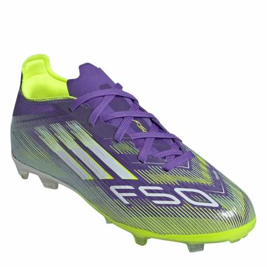 Adidas F50 Elite Childrens Firm Ground Football Boots Purple/White Детски футболни бутонки