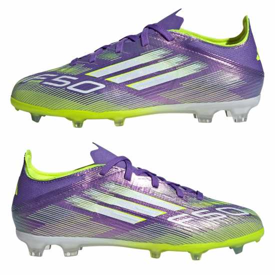 Adidas F50 Elite Childrens Firm Ground Football Boots Purple/White Детски футболни бутонки