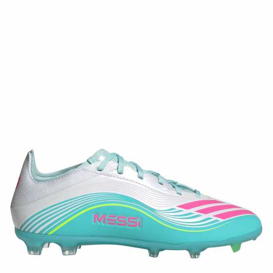 Adidas F50 Elite Childrens Firm Ground Football Boots Wht/Pink/Blue 
