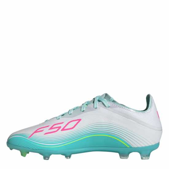 Adidas F50 Elite Childrens Firm Ground Football Boots Wht/Pink/Blue 