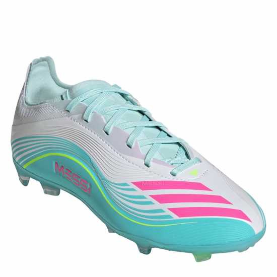 Adidas F50 Elite Childrens Firm Ground Football Boots Wht/Pink/Blue 