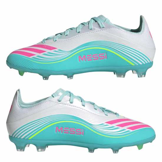 Adidas F50 Elite Childrens Firm Ground Football Boots Wht/Pink/Blue 