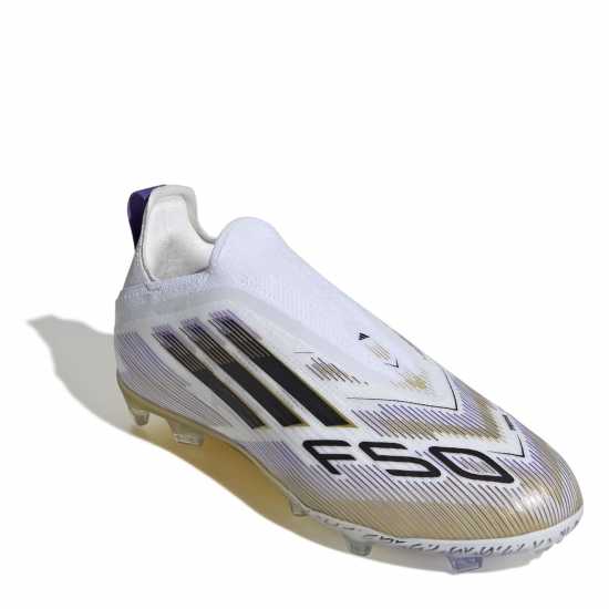 Adidas F50 Laceless Childrens Firm Ground Football Boots Бяло/Черно/Злато Adidas F50 Laceless Childrens Firm Ground Football Boots Бяло/Черно/Злато