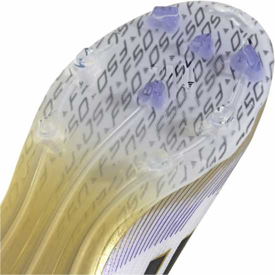 Adidas F50 Laceless Childrens Firm Ground Football Boots Бяло/Черно/Злато Adidas F50 Laceless Childrens Firm Ground Football Boots Бяло/Черно/Злато