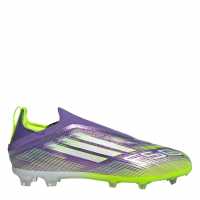 Adidas F50 Laceless Childrens Firm Ground Football Boots Purple/White Детски футболни бутонки